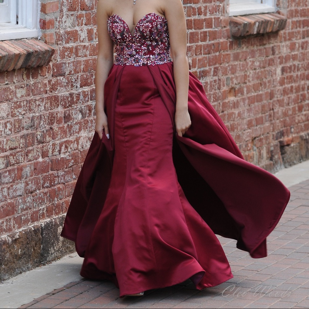 Burgundy/Wine Beaded Gown